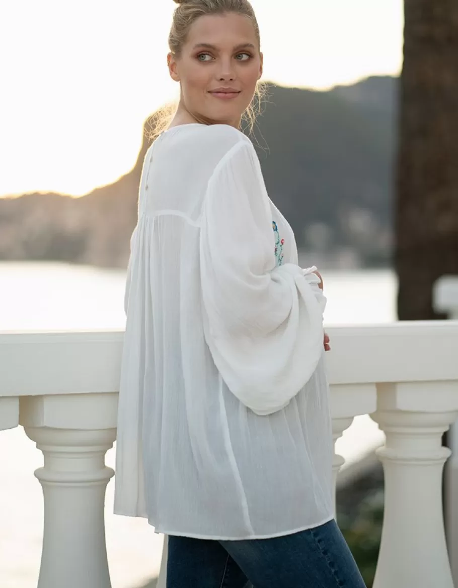Cheap Seraphine Blusa De Maternidad A Lactancia Floral Bordada Blanca