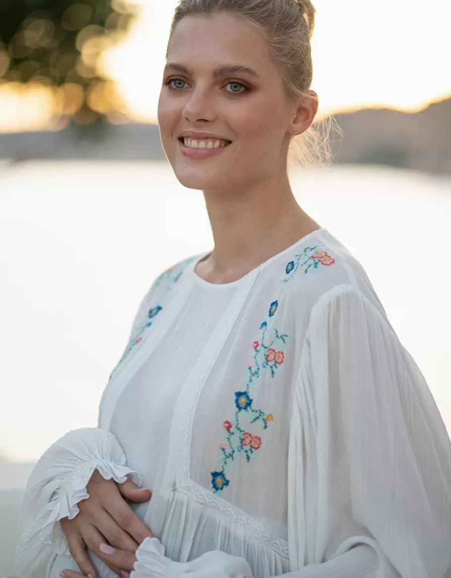 Cheap Seraphine Blusa De Maternidad A Lactancia Floral Bordada Blanca
