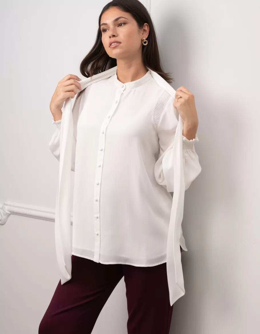 Shop Seraphine Blusa De Premama Blanca Con Lazo En La Parte Delantera