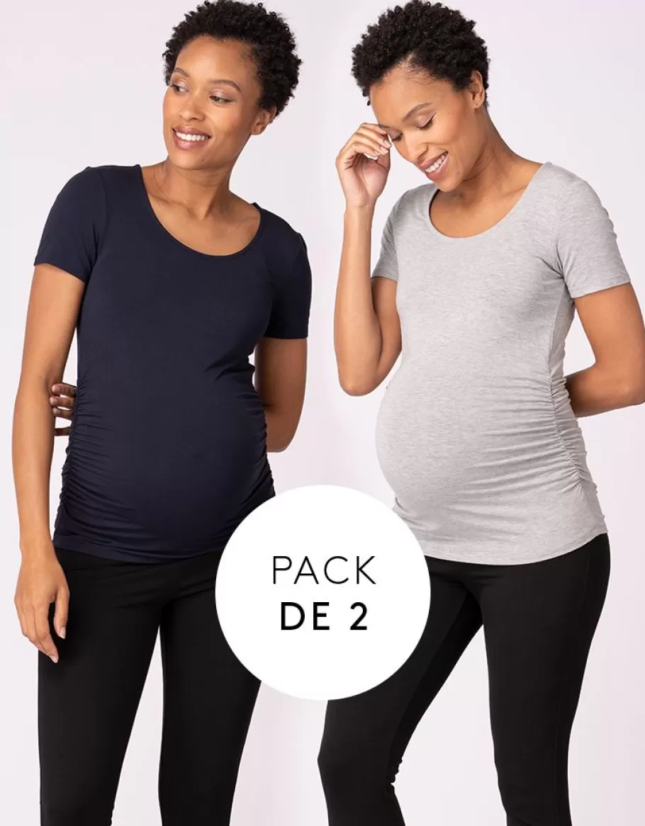 Flash Sale Seraphine Camisetas Basicas Premama Y Lactancia Azul Marino Y Gris - Pack De 2