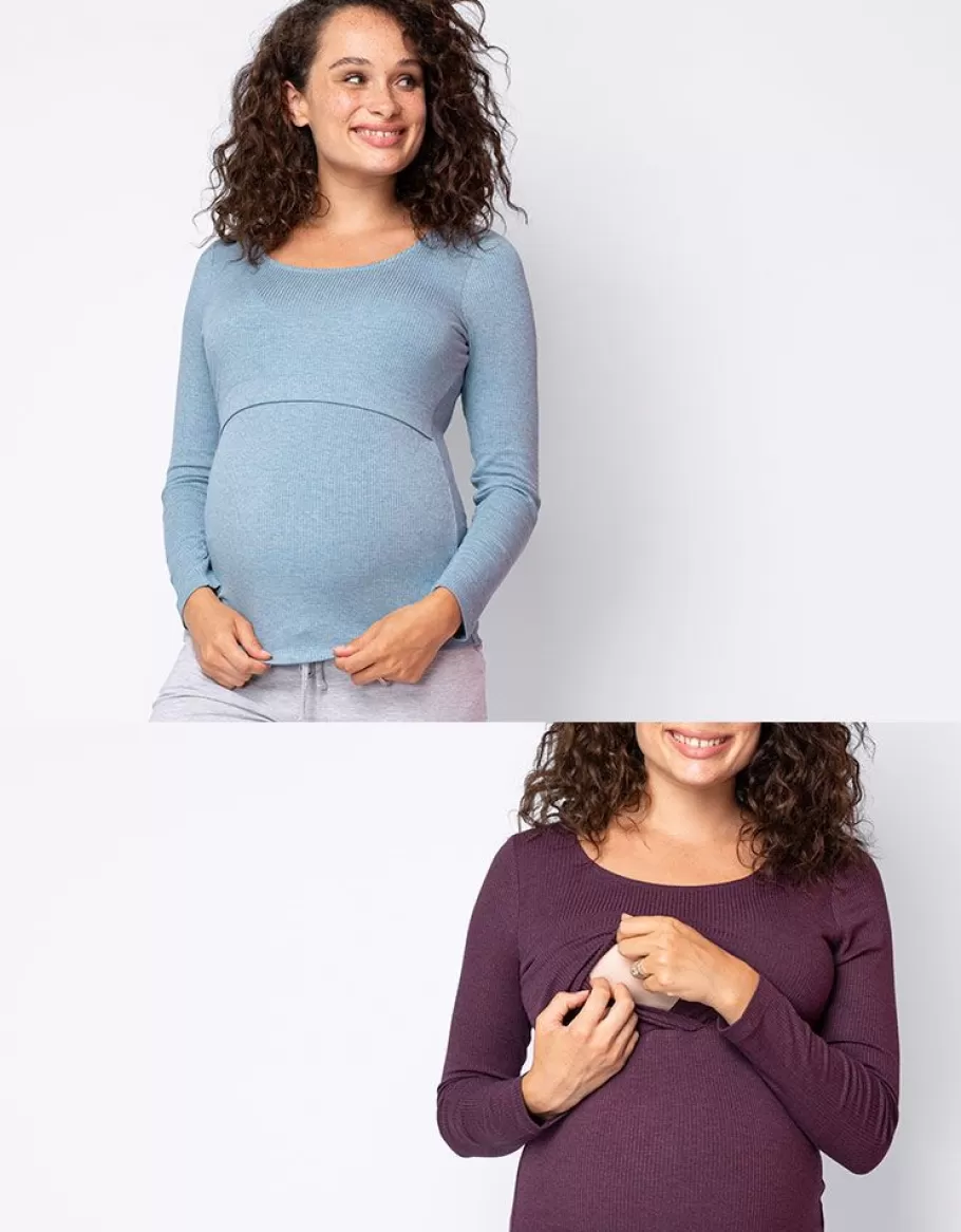 Store Seraphine Camisetas Premama Y Lactancia Acanaladas De Algodon- Pack De 2