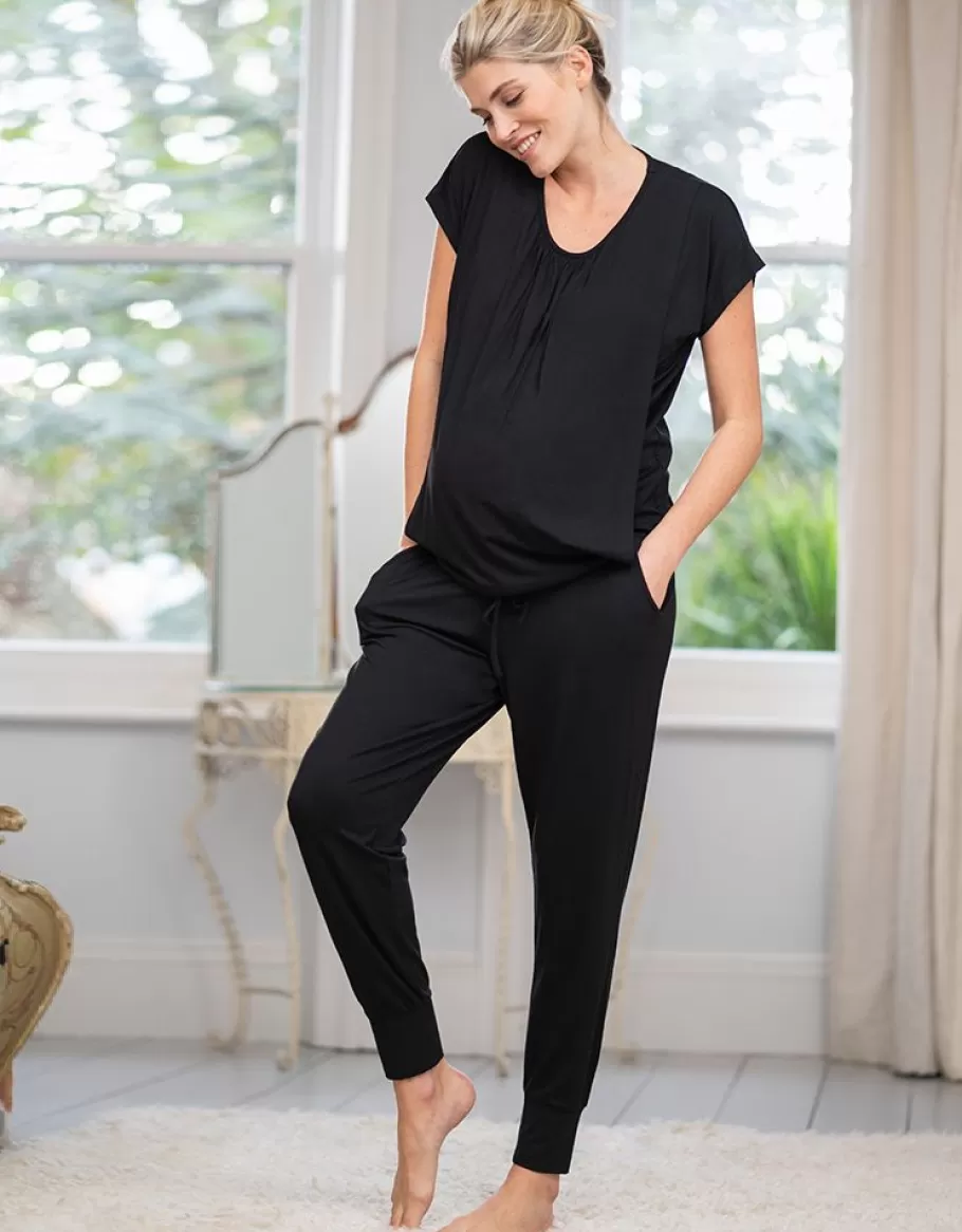 Hot Seraphine Conjunto De Estar Por Casa Premama Y Lactancia - Negro