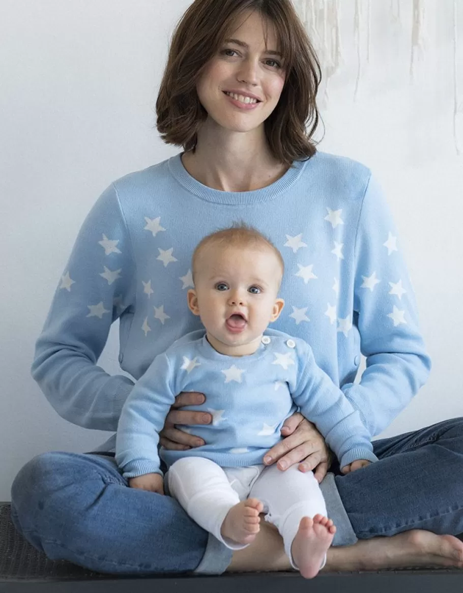 Outlet Seraphine Conjunto De Jerseis De Punto Con Estrellas Azules A Juego De Mama & Mini
