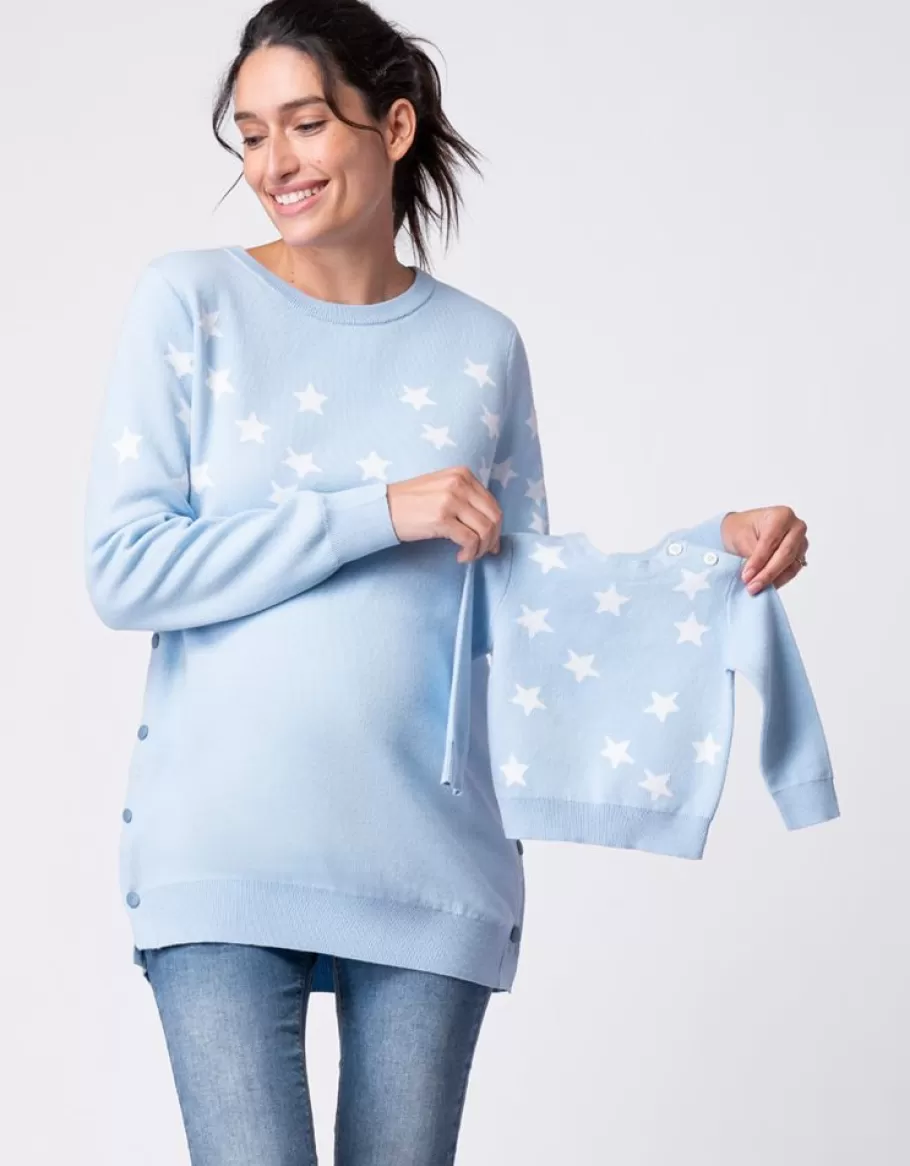 Outlet Seraphine Conjunto De Jerseis De Punto Con Estrellas Azules A Juego De Mama & Mini