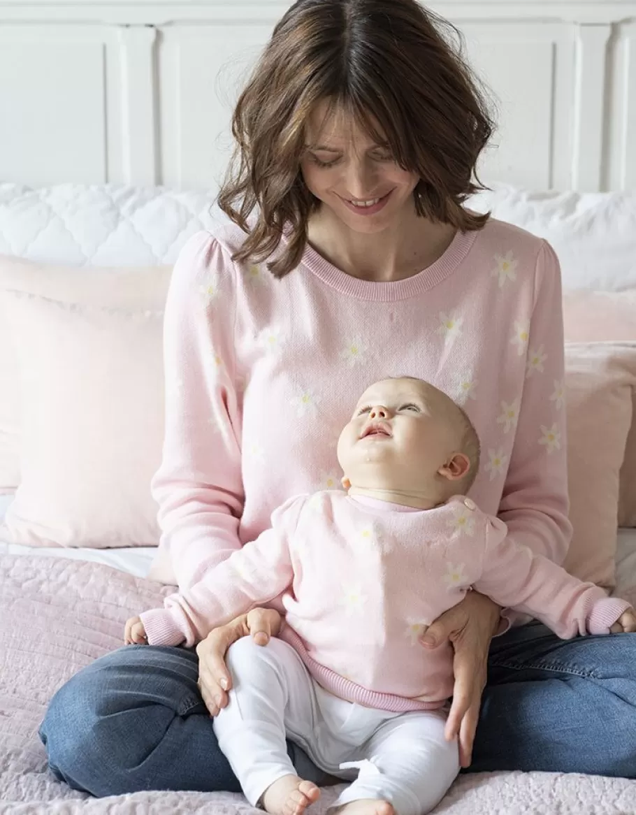Cheap Seraphine Conjunto De Jerseis De Punto Con Margaritas Rosas A Juego De Mama & Mini