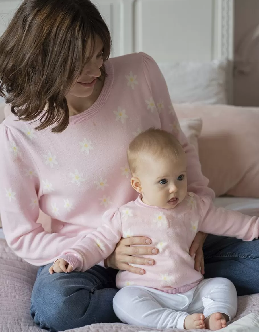 Cheap Seraphine Conjunto De Jerseis De Punto Con Margaritas Rosas A Juego De Mama & Mini