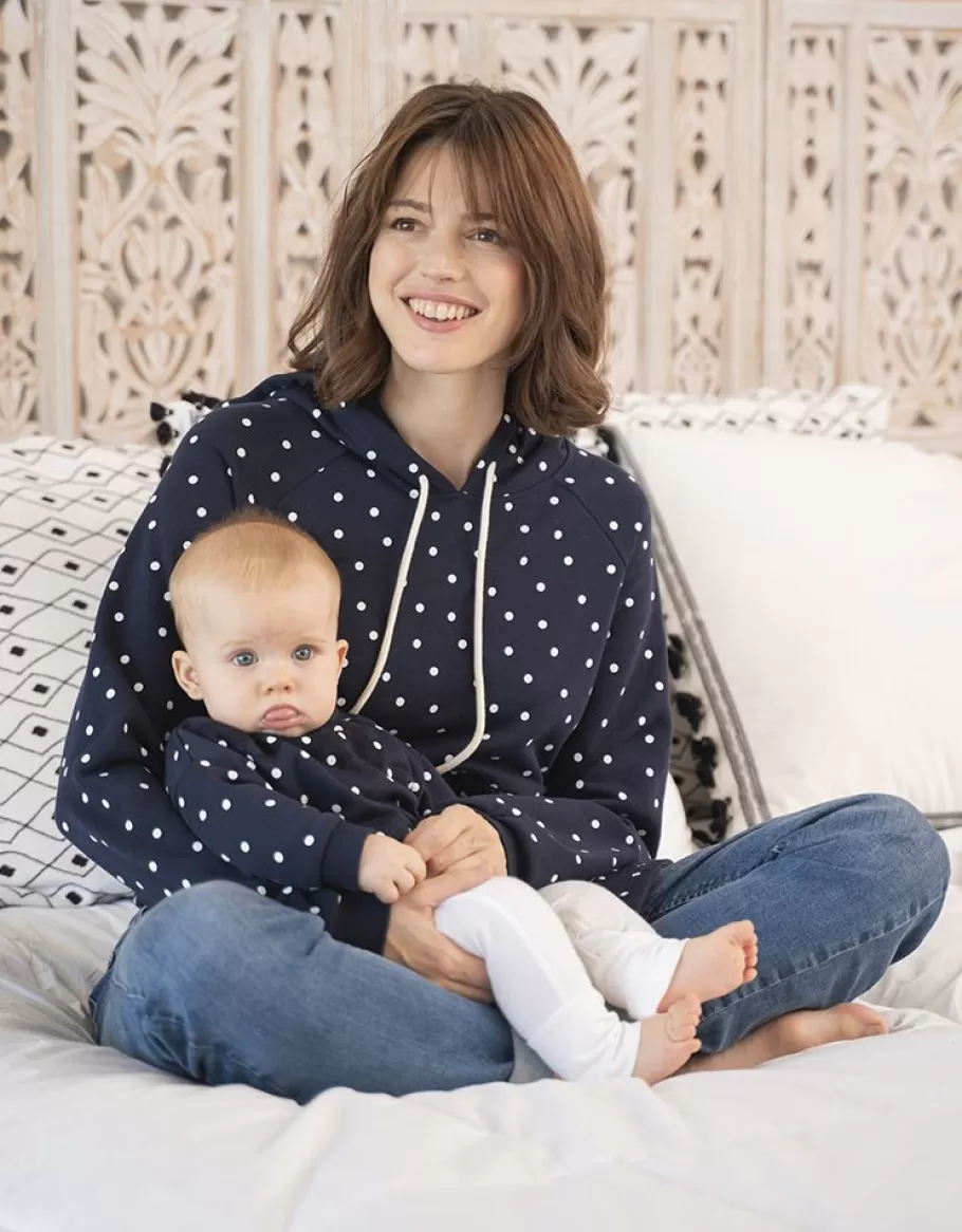 Cheap Seraphine Conjunto De Sudadera Con Capucha Fruncida De Mama & Mini En Punto Azul Marino