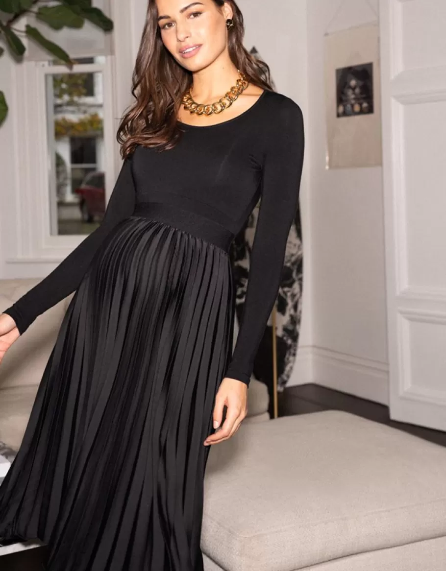 Hot Seraphine Falda Midi Plisada Premama En Color Negro