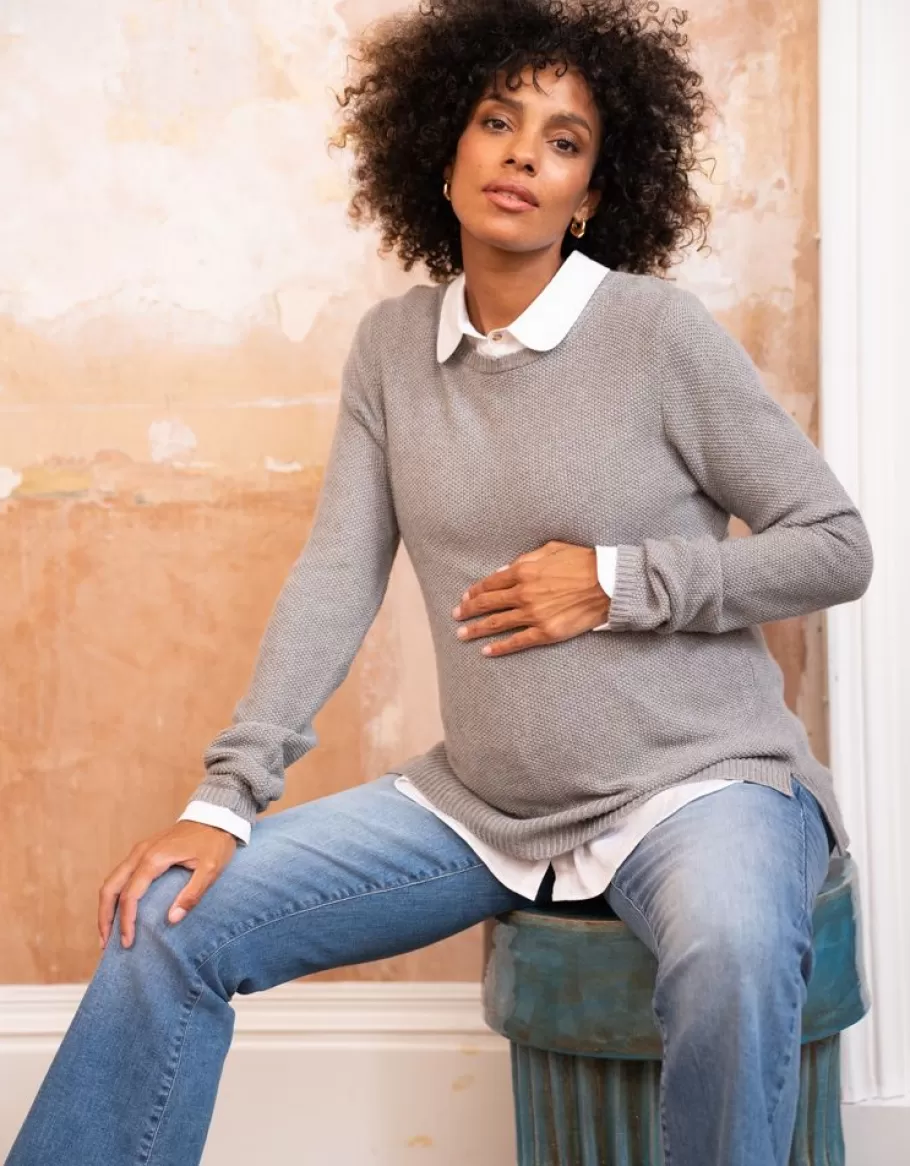 Best Seraphine Jersey Lactancia Premama Con Efecto Camisa En Mezcla De Algodon - Gris