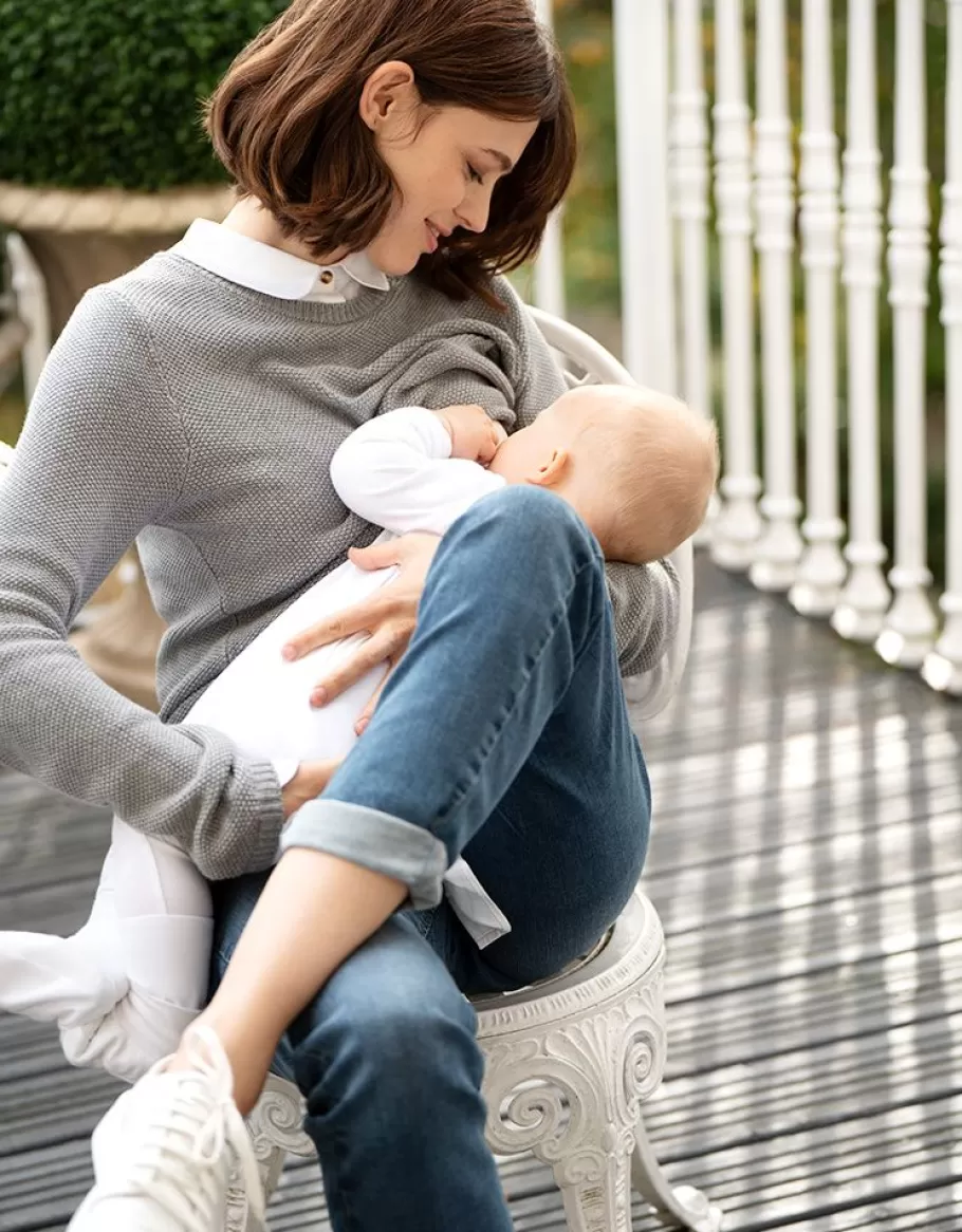 Best Seraphine Jersey Lactancia Premama Con Efecto Camisa En Mezcla De Algodon - Gris