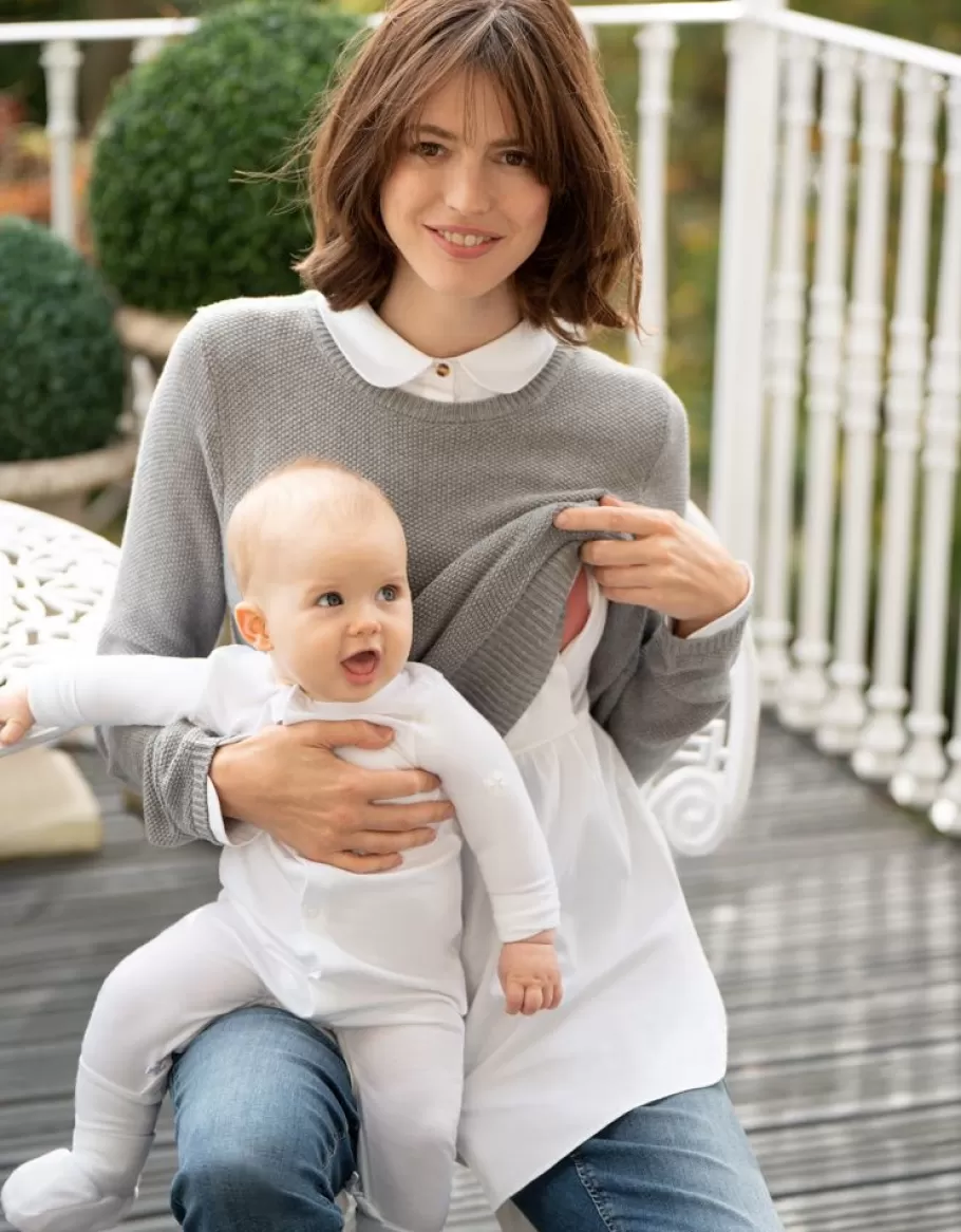 Best Seraphine Jersey Lactancia Premama Con Efecto Camisa En Mezcla De Algodon - Gris