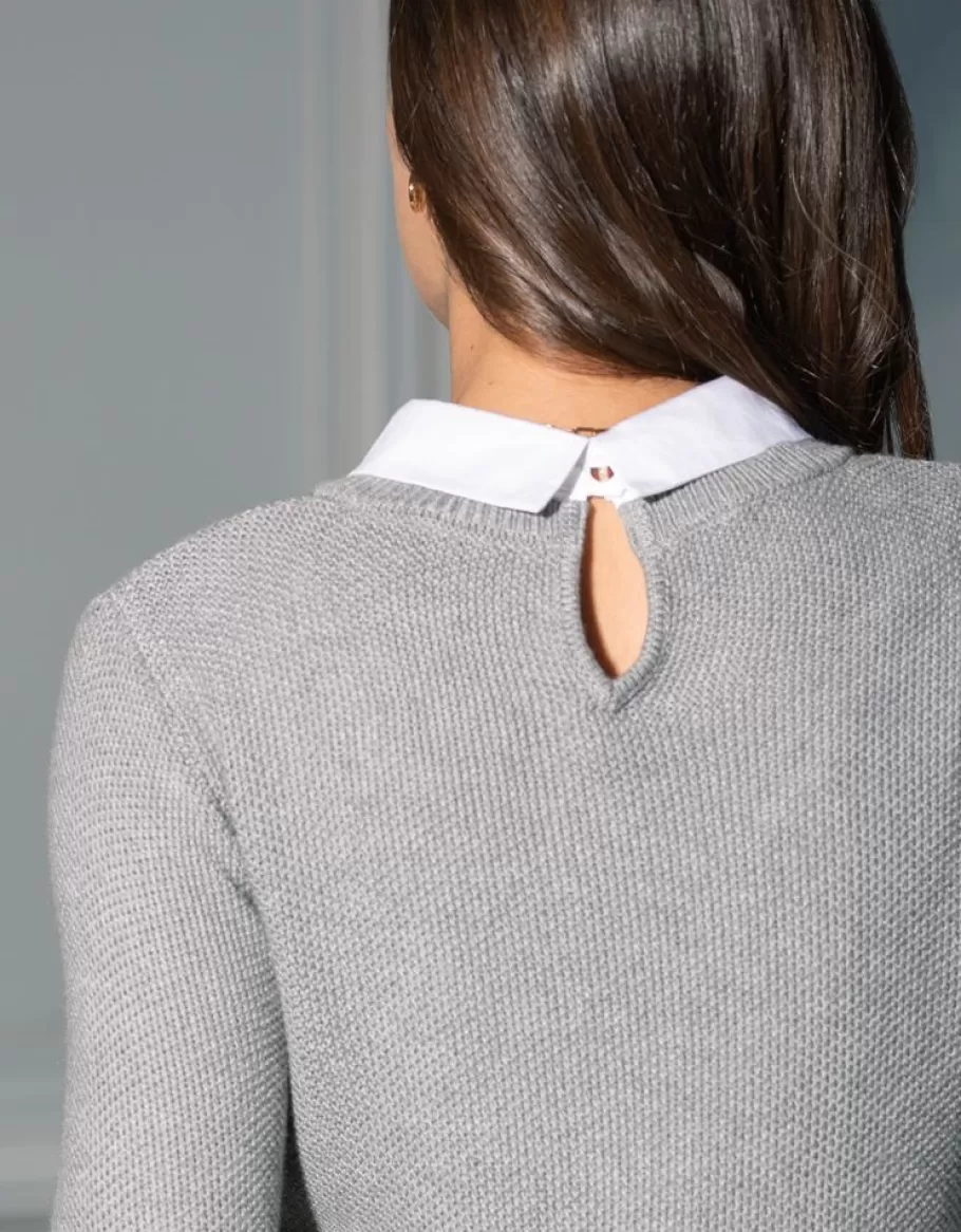 Best Seraphine Jersey Lactancia Premama Con Efecto Camisa En Mezcla De Algodon - Gris
