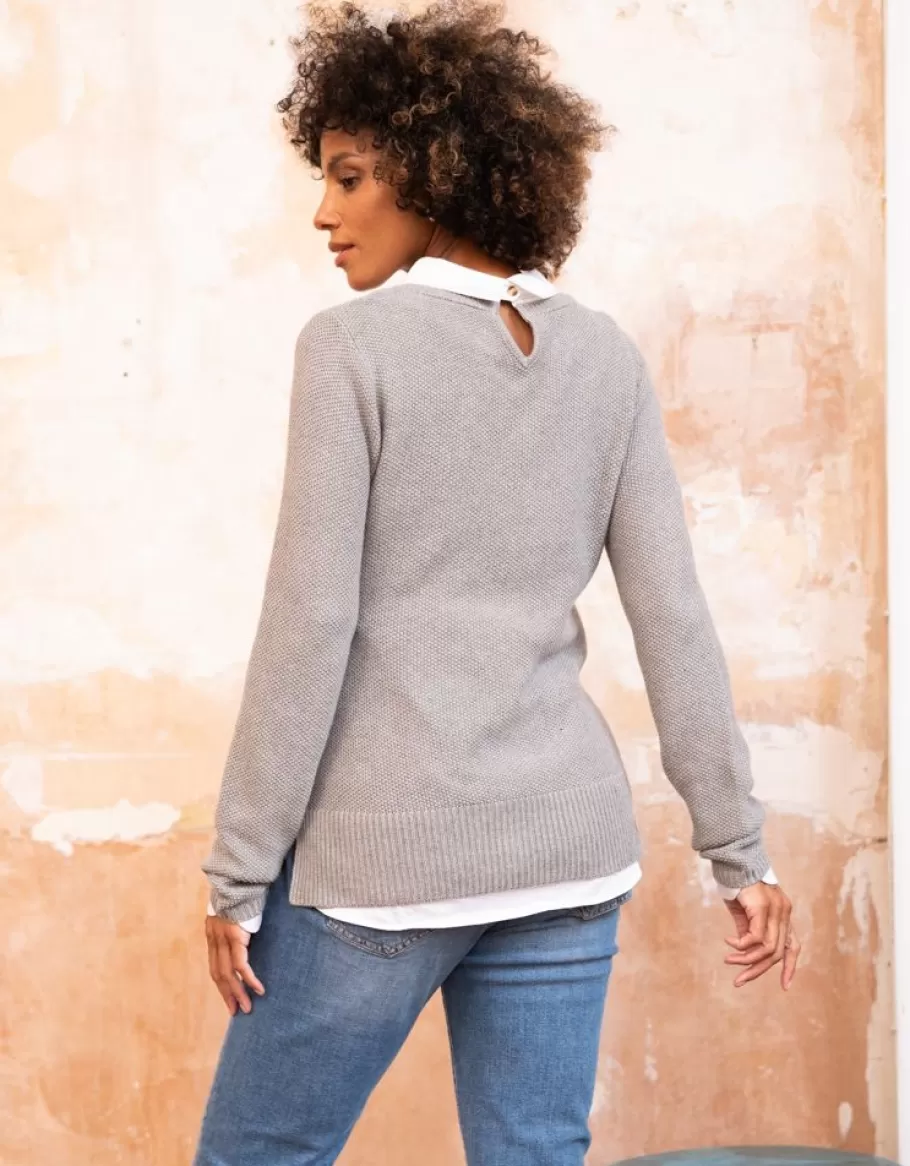 Best Seraphine Jersey Lactancia Premama Con Efecto Camisa En Mezcla De Algodon - Gris
