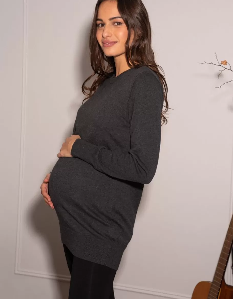 Outlet Seraphine Jersey Premama De Algodon Con Abertura Para Lactancia En Color Antracita