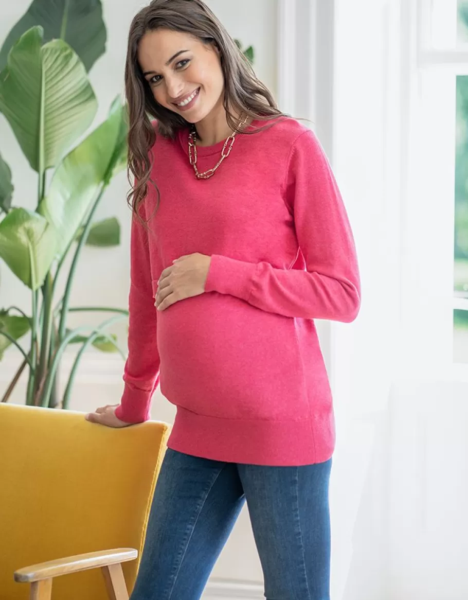 Best Sale Seraphine Jersey Premama De Algodon Con Abertura Para Lactancia En Color Cereza