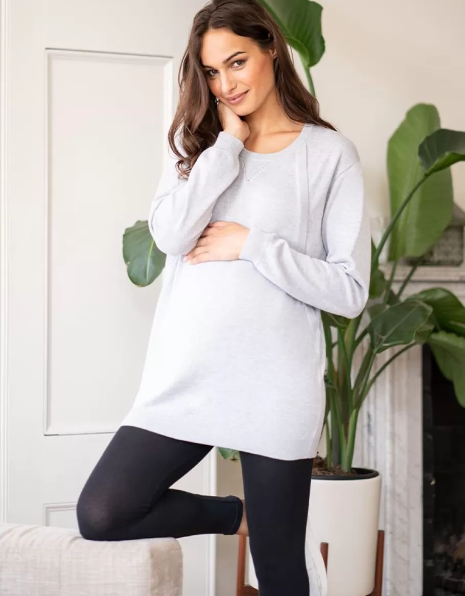 Best Seraphine Jersey Premama En Mezcla De Algodon Con Abertura Para Lactancia En Color Gris Claro