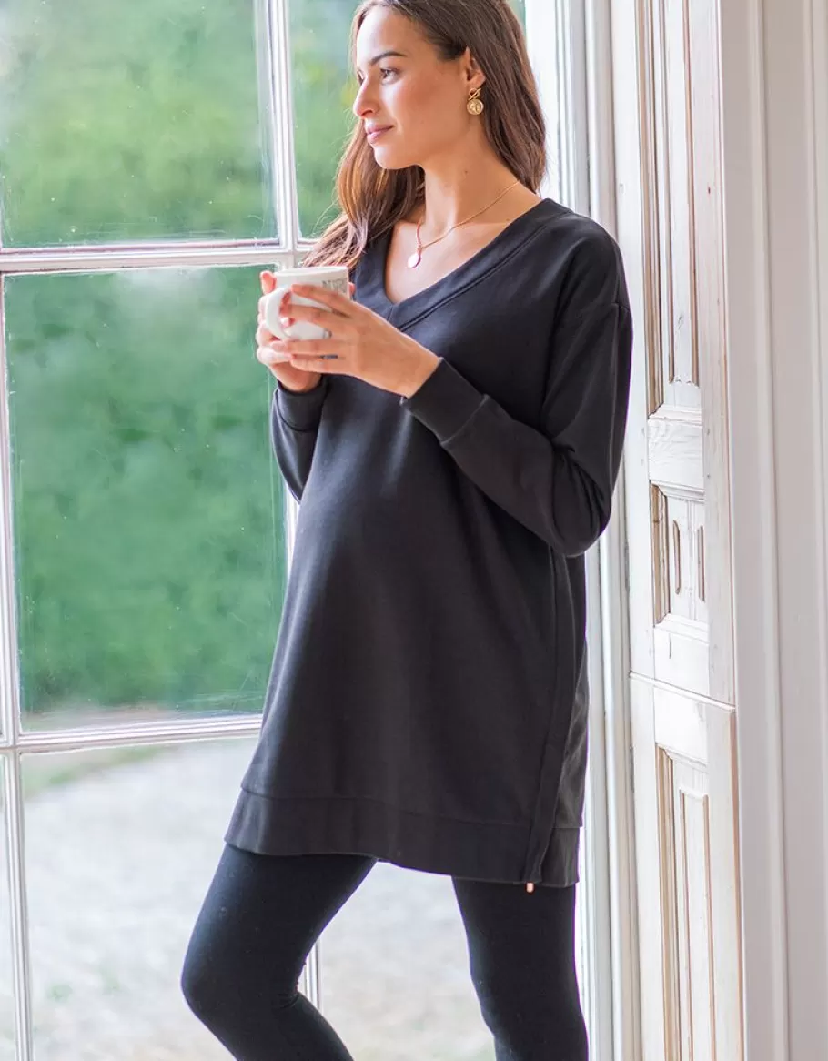 Fashion Seraphine Jersey Premama Y De Lactancia Con Cuello De Pico En Color Negro