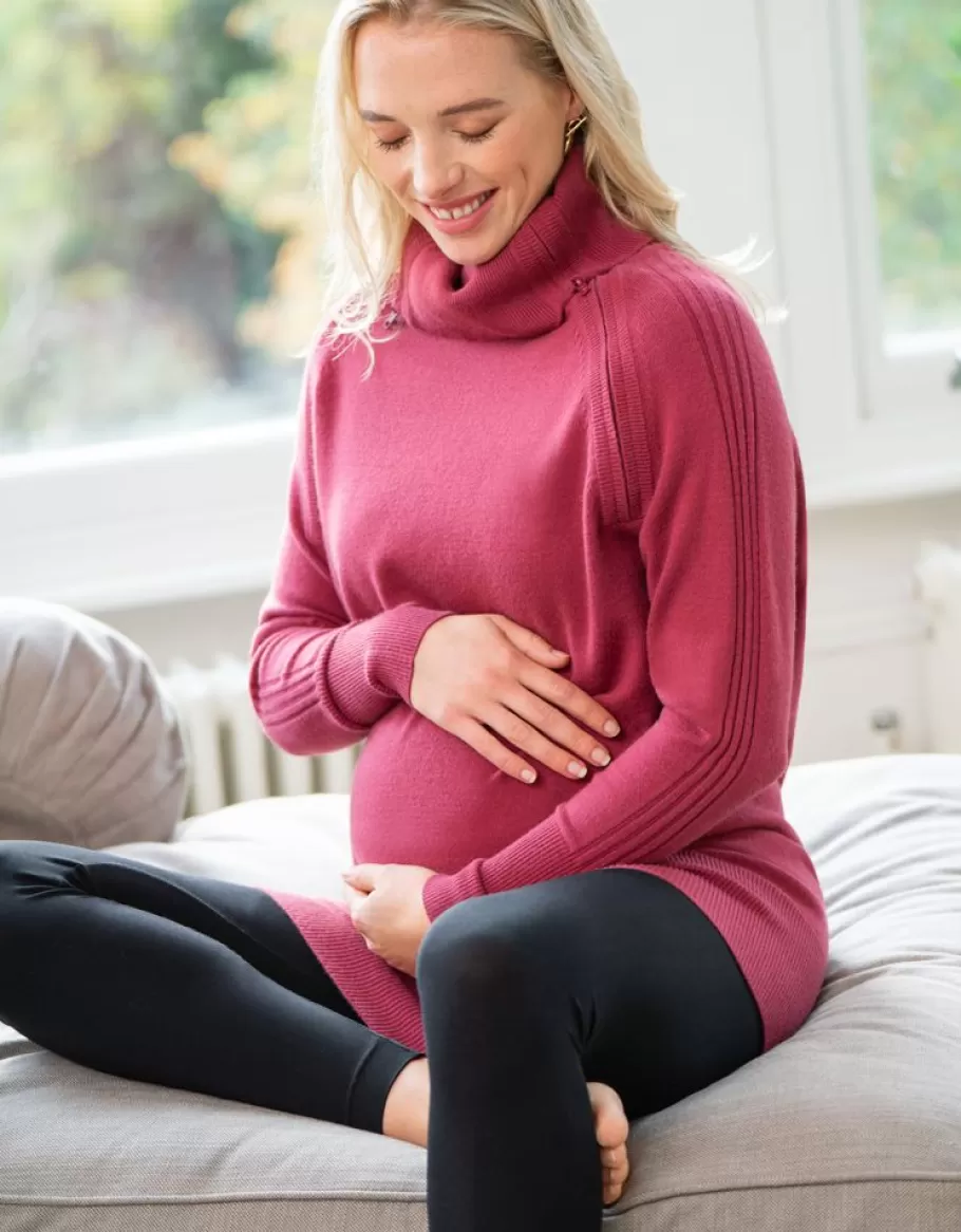 Hot Seraphine Jersey Premama Y De Lactancia Con Cuello Vuelto En Color Frambuesa