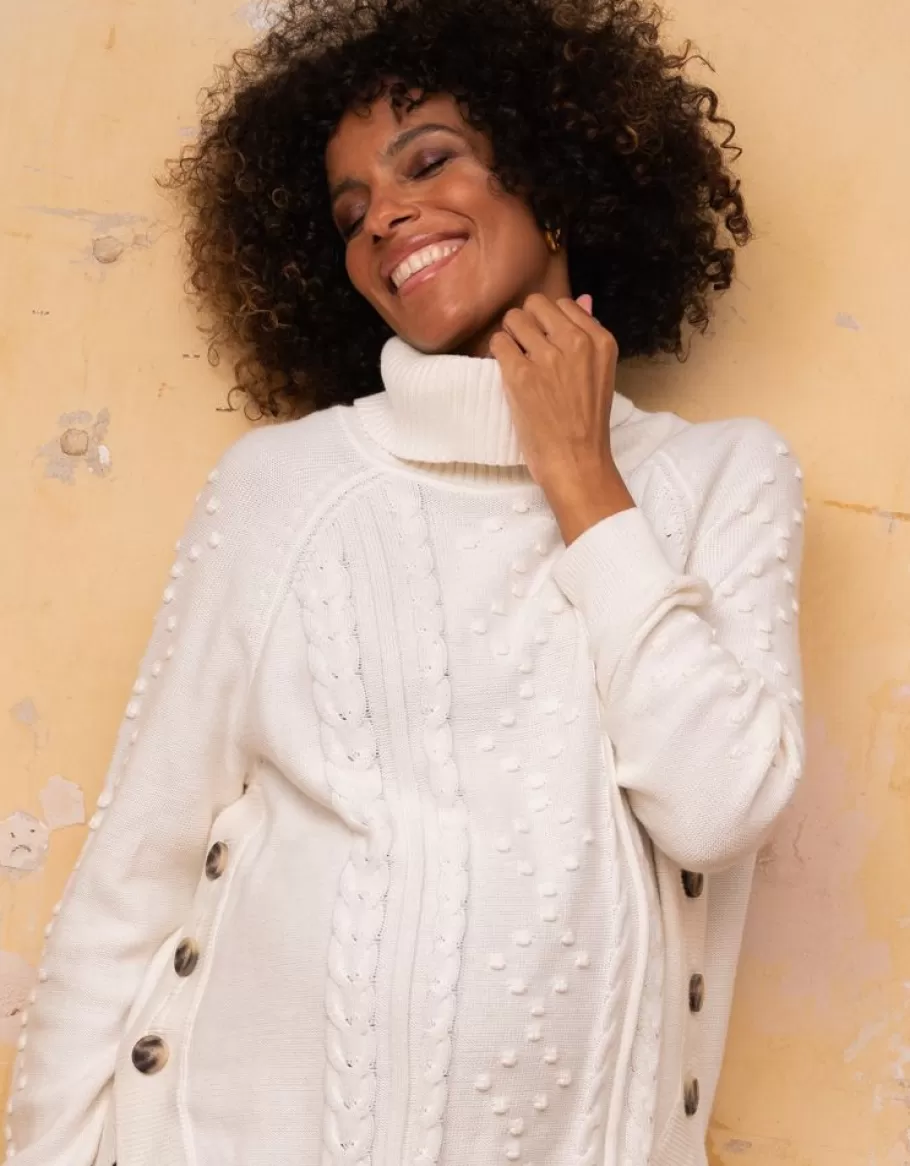 Best Sale Seraphine Jersey Premama Y De Lactancia Con Punto De Ochos En Algodon De Color Crema