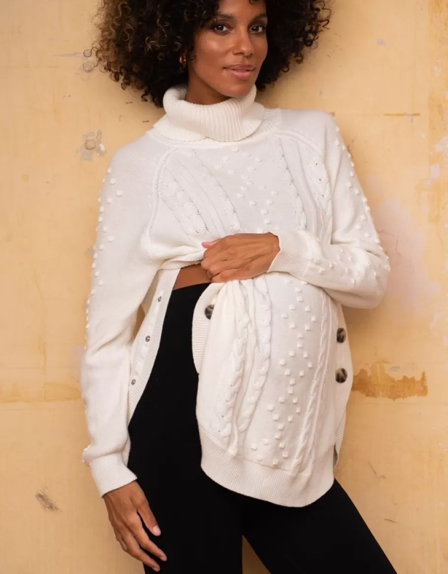 Best Sale Seraphine Jersey Premama Y De Lactancia Con Punto De Ochos En Algodon De Color Crema