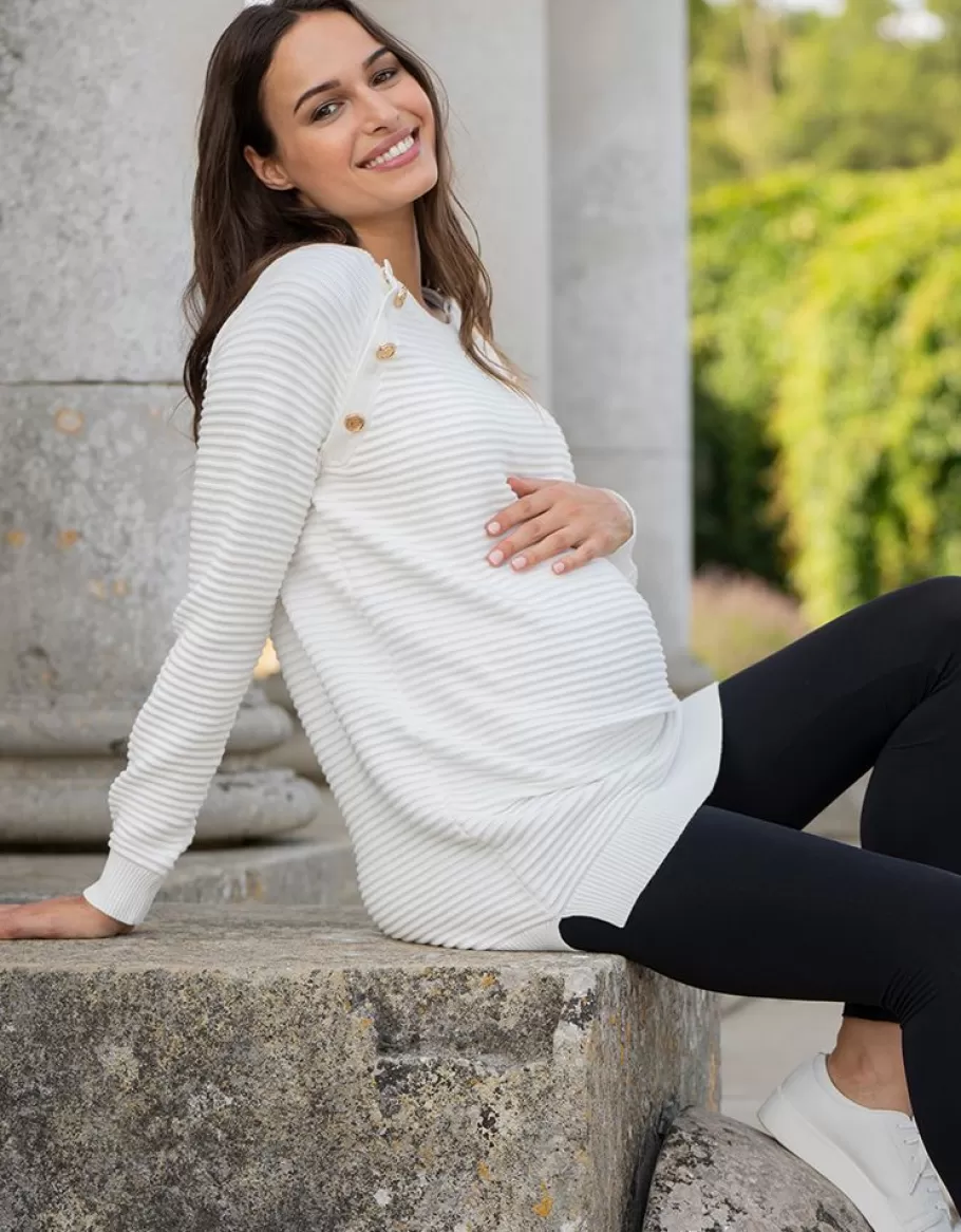 Online Seraphine Jersey Premama Y De Lactancia De Algodon Acanalado En Color Crema