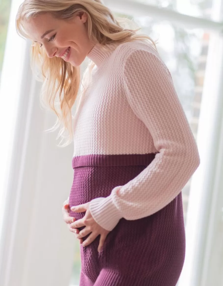 Store Seraphine Jersey Premama Y De Lactancia En Algodon De Color Burdeos Y Rosa Empolvado