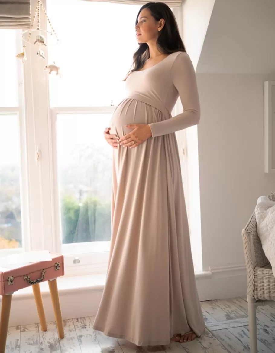 Store Seraphine Maxi Vestido De Manga Larga De Maternidad A Lactancia - Rosa