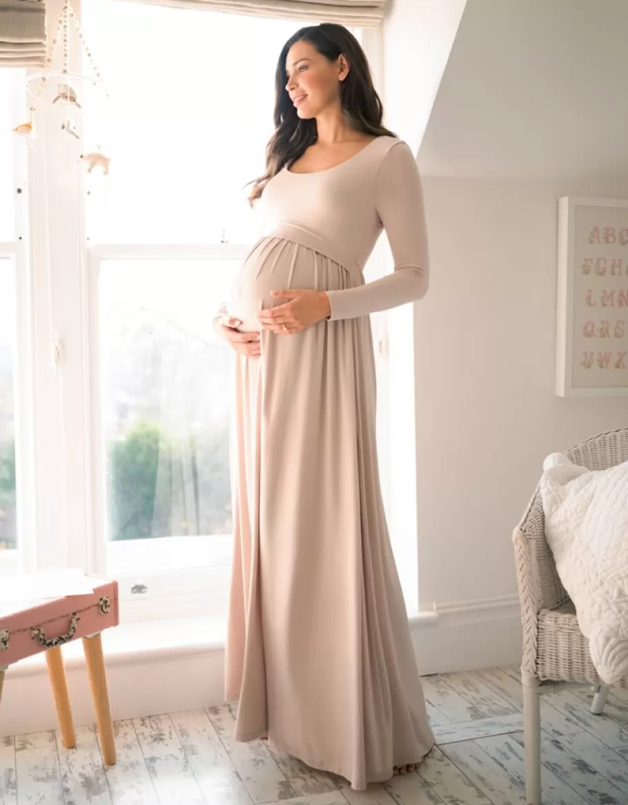 Store Seraphine Maxi Vestido De Manga Larga De Maternidad A Lactancia - Rosa