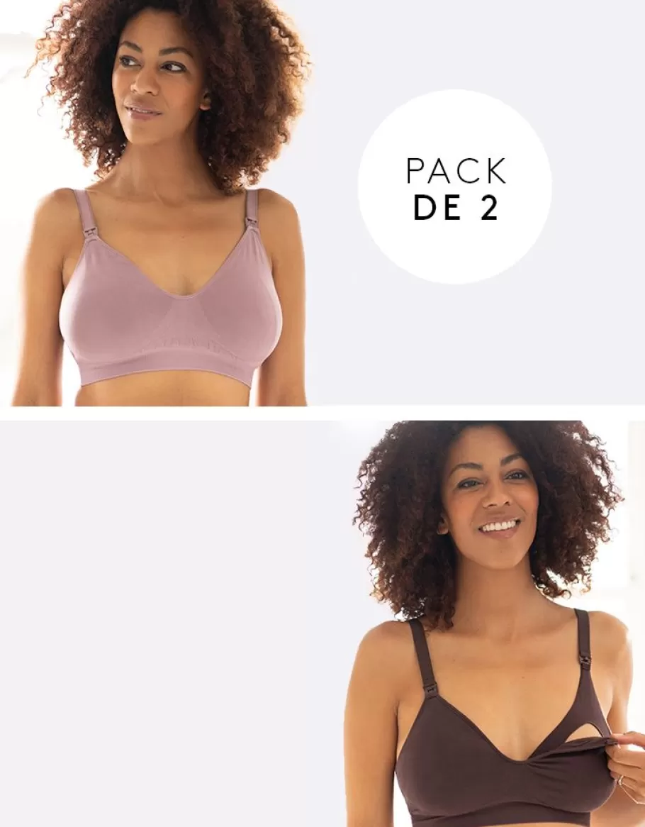 Cheap Seraphine Pack De Dos Sujetadores En Fibra De Bambu De Color Sepia Y Malva Topo