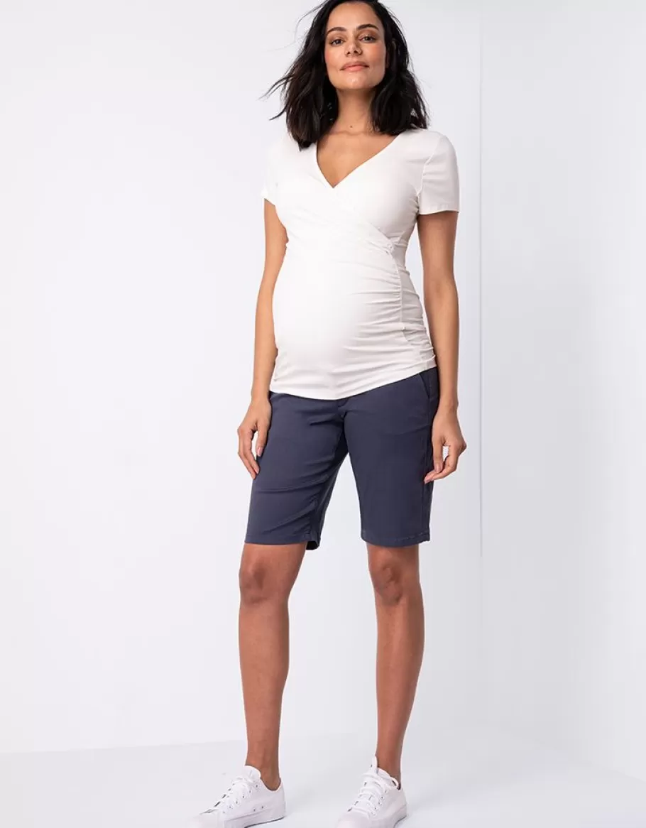 Outlet Seraphine Pantalon Corto Premama Estilo Chinos En Mezcla De Algodon - Azul Marino