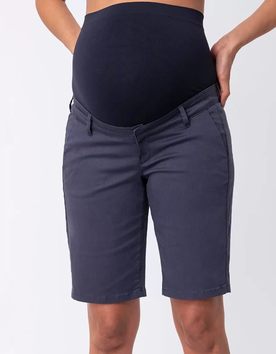 Outlet Seraphine Pantalon Corto Premama Estilo Chinos En Mezcla De Algodon - Azul Marino