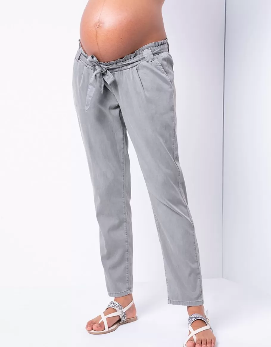 New Seraphine Pantalones Premama Chinos Bajo El Vientre En Mezcla De Algodon- Gris