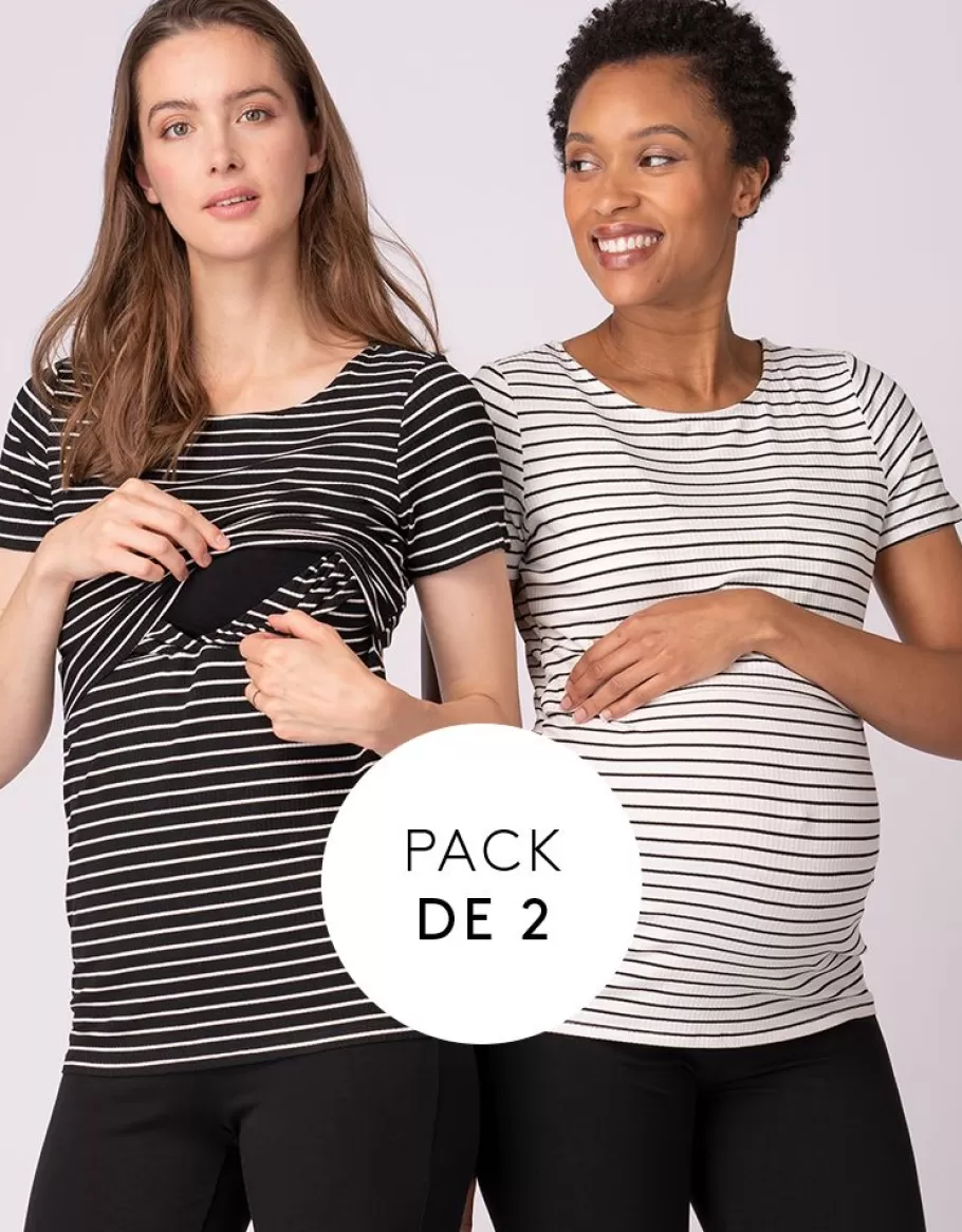 New Seraphine Paquete De Dos Camisetas De Rayas Premama A Lactancia Esenciales
