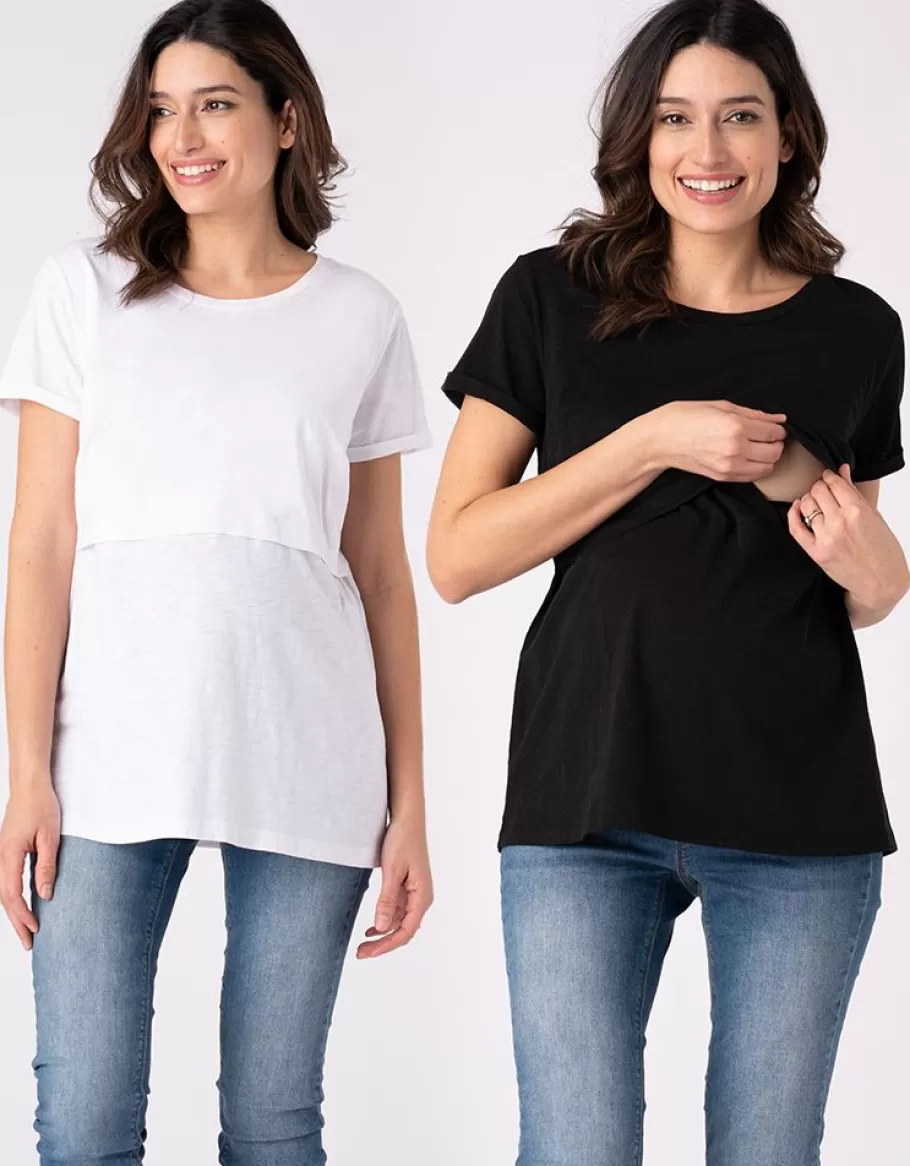 Cheap Seraphine Paquete De Dos Camisetas Esenciales De Maternidad A Lactancia En Blanco Y Negro