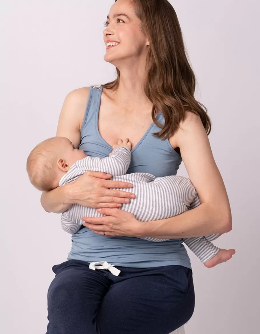 Discount Seraphine Paquete De Dos Camisetas Sin Mangas Esenciales De Maternidad A Lactancia En Azul Y Rayas