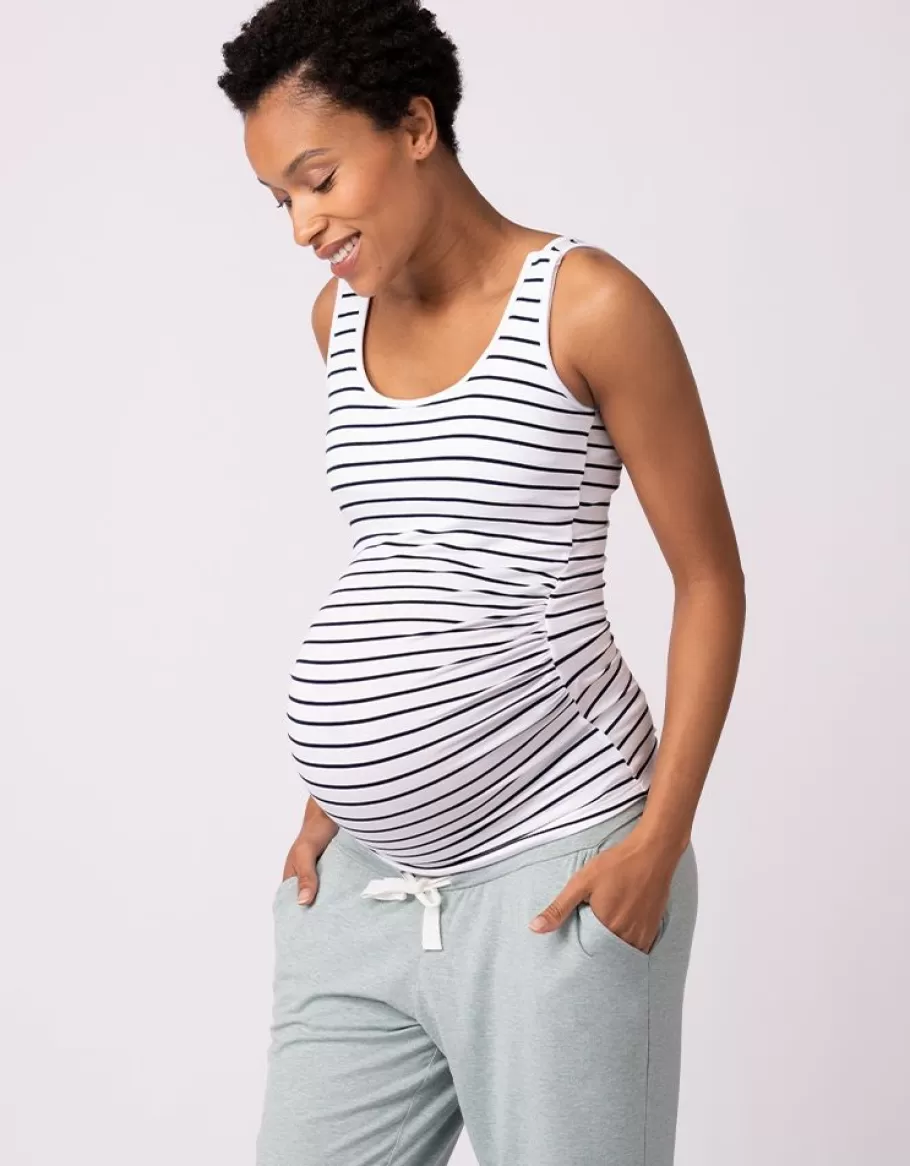 Discount Seraphine Paquete De Dos Camisetas Sin Mangas Esenciales De Maternidad A Lactancia En Azul Y Rayas