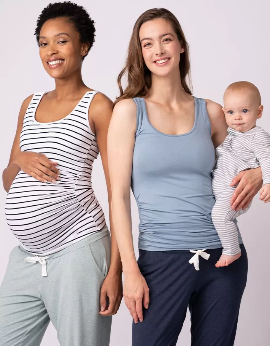 Discount Seraphine Paquete De Dos Camisetas Sin Mangas Esenciales De Maternidad A Lactancia En Azul Y Rayas