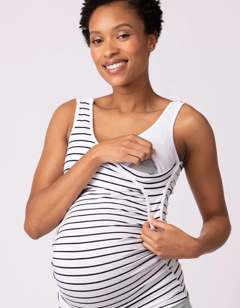 Discount Seraphine Paquete De Dos Camisetas Sin Mangas Esenciales De Maternidad A Lactancia En Azul Y Rayas