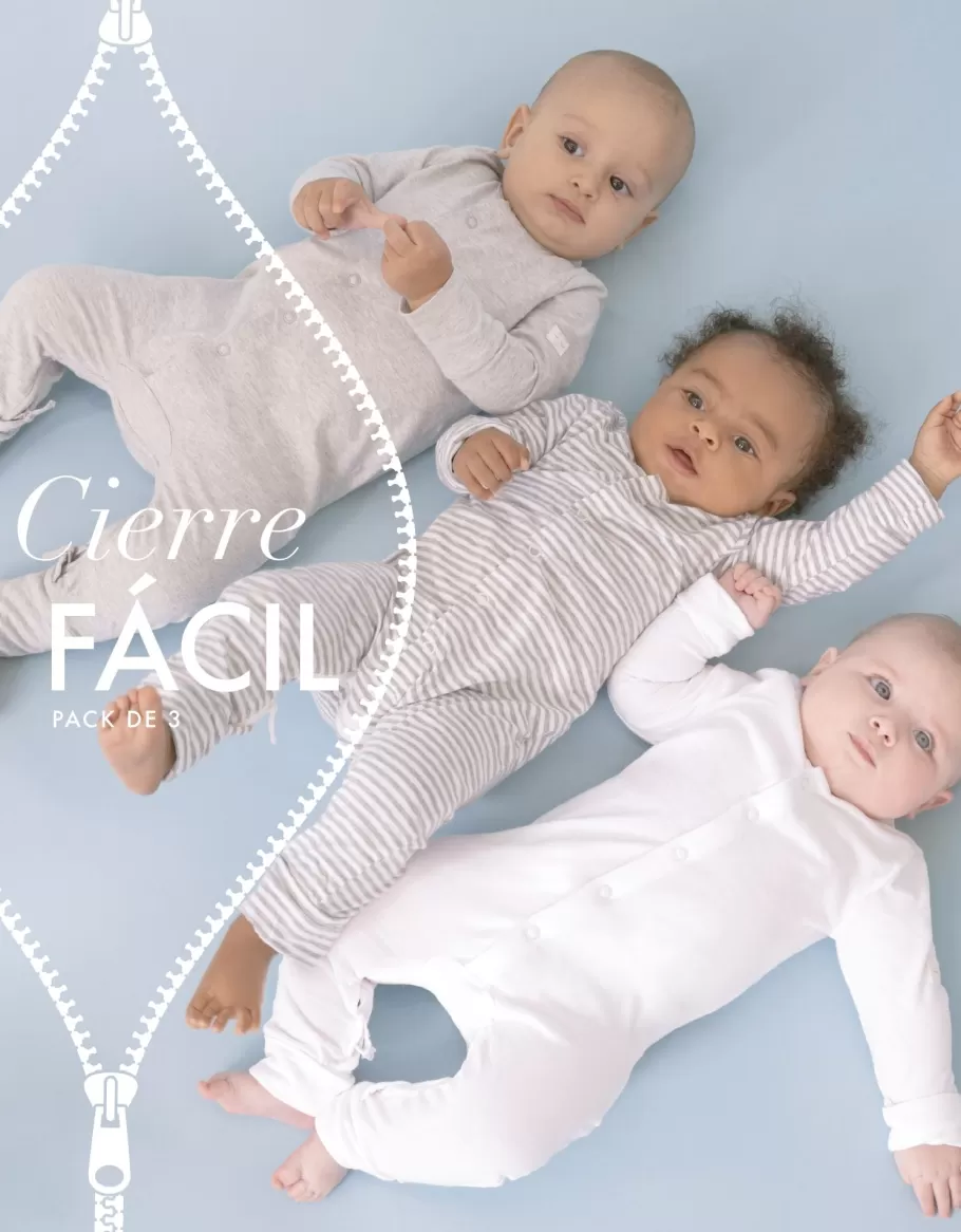Online Seraphine Pijama De Bebe De Algodon Con Facil Cerradura Con Cremallera Pack De 3
