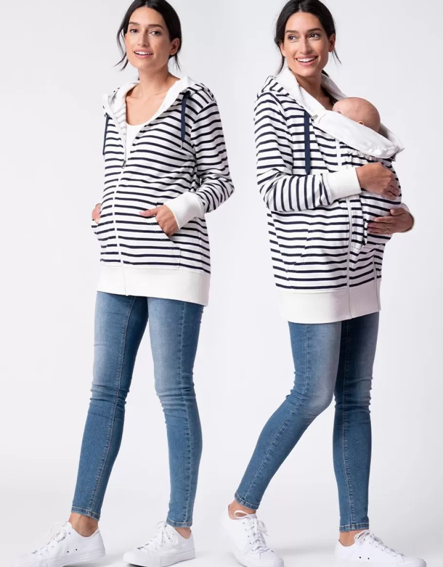 Cheap Seraphine Sudadera Con Capucha Azul Marino Con Rayas Blancas: De Maternidad A Porteo