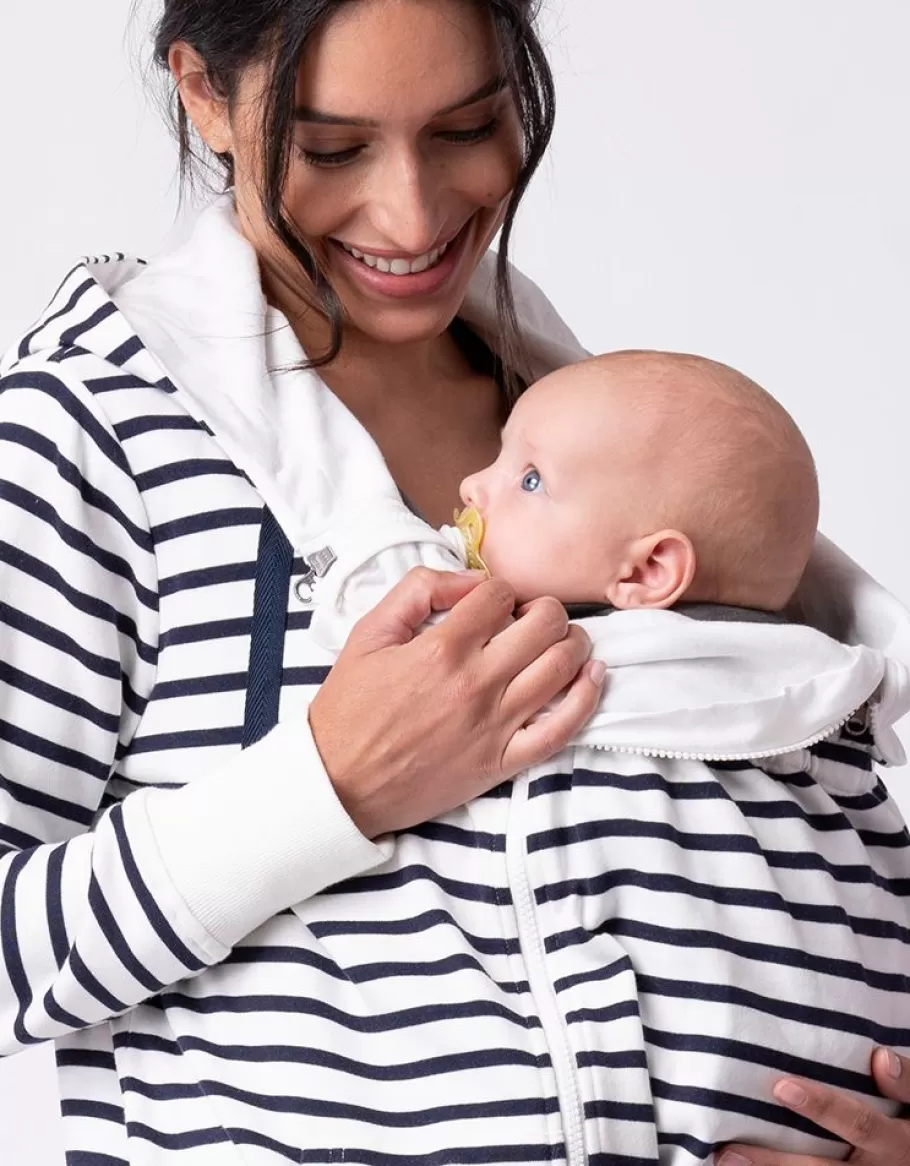 Cheap Seraphine Sudadera Con Capucha Azul Marino Con Rayas Blancas: De Maternidad A Porteo