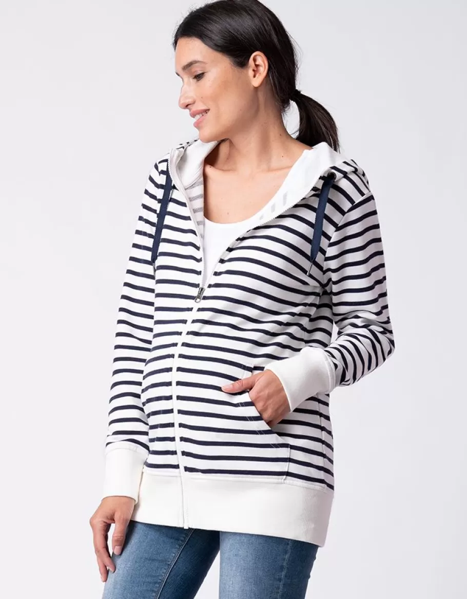 Cheap Seraphine Sudadera Con Capucha Azul Marino Con Rayas Blancas: De Maternidad A Porteo