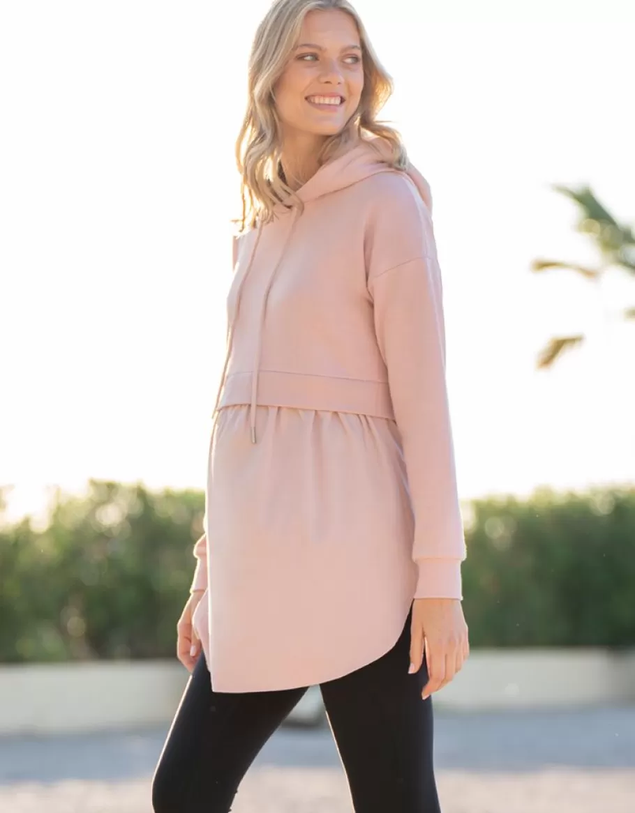Cheap Seraphine Sudadera Rosa Con Capucha De Maternidad A Lactancia Con Camiseta Interior Integrada