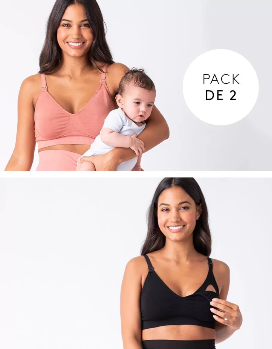 Sale Seraphine Sujetador De Lactancia De Bambu - Pack Negro Y Tarracota