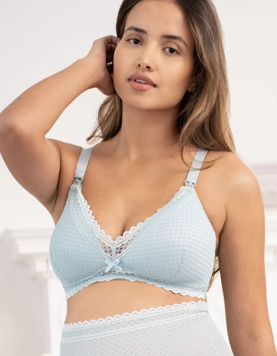 Shop Seraphine Sujetador Premama De Maternidad A Lactancia Con Encaje Azul Claro