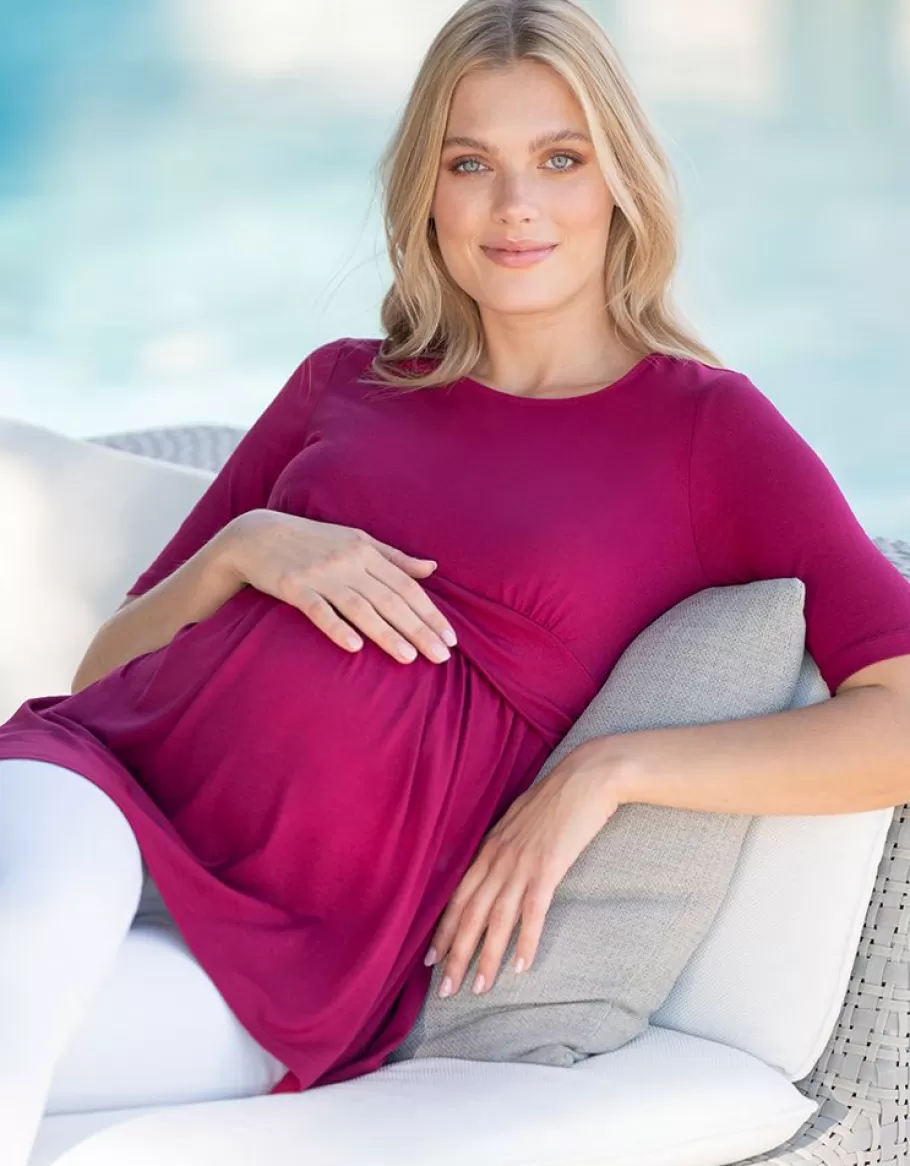 Discount Seraphine Top Ajustado De Manga Corta De Maternidad A Lactancia Rosa Frambuesa