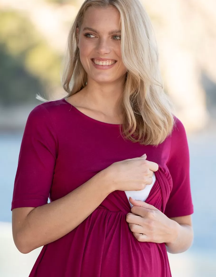 Discount Seraphine Top Ajustado De Manga Corta De Maternidad A Lactancia Rosa Frambuesa