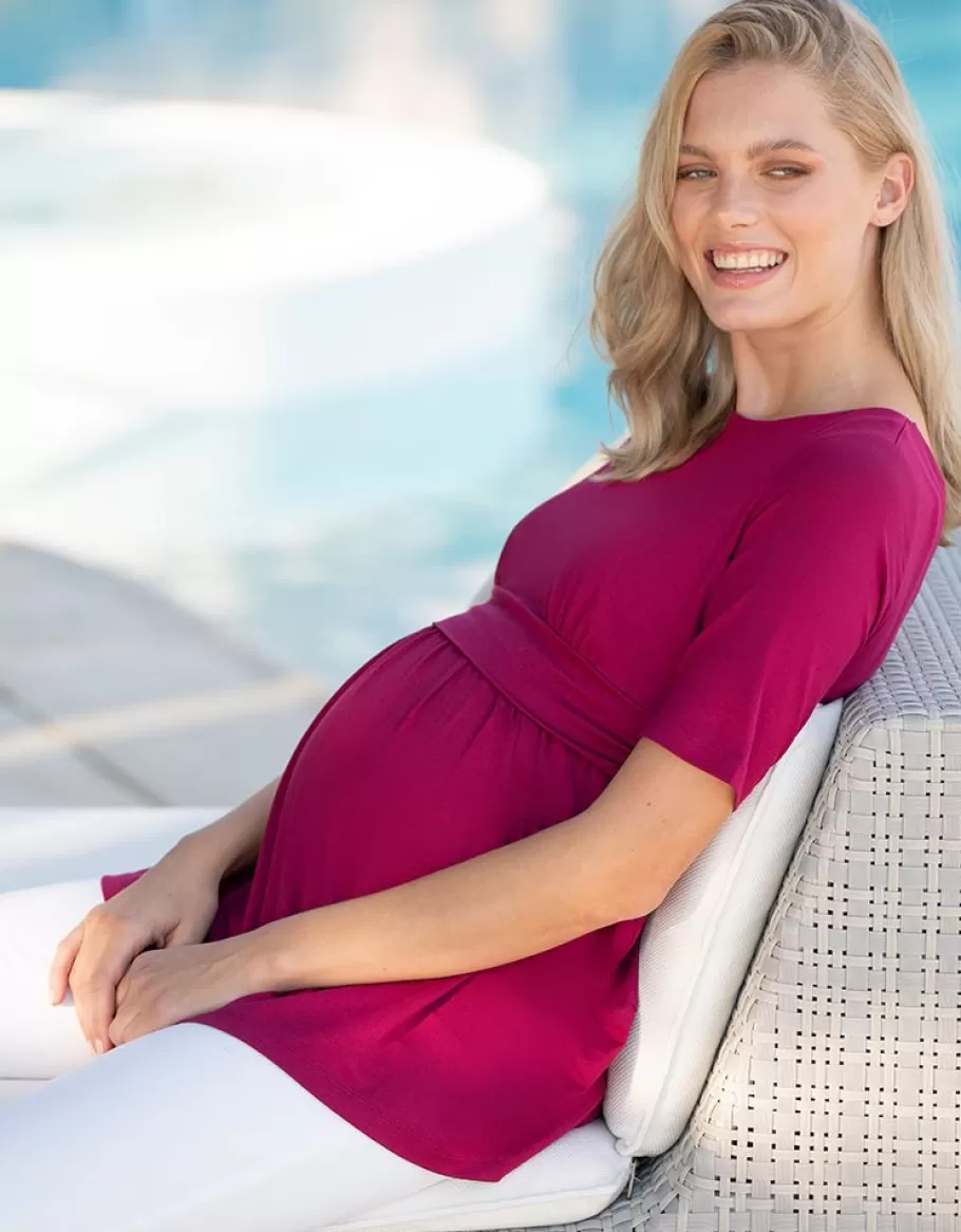 Discount Seraphine Top Ajustado De Manga Corta De Maternidad A Lactancia Rosa Frambuesa