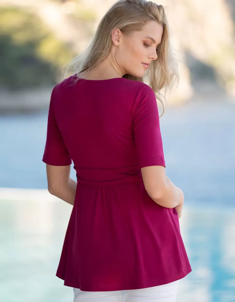 Discount Seraphine Top Ajustado De Manga Corta De Maternidad A Lactancia Rosa Frambuesa