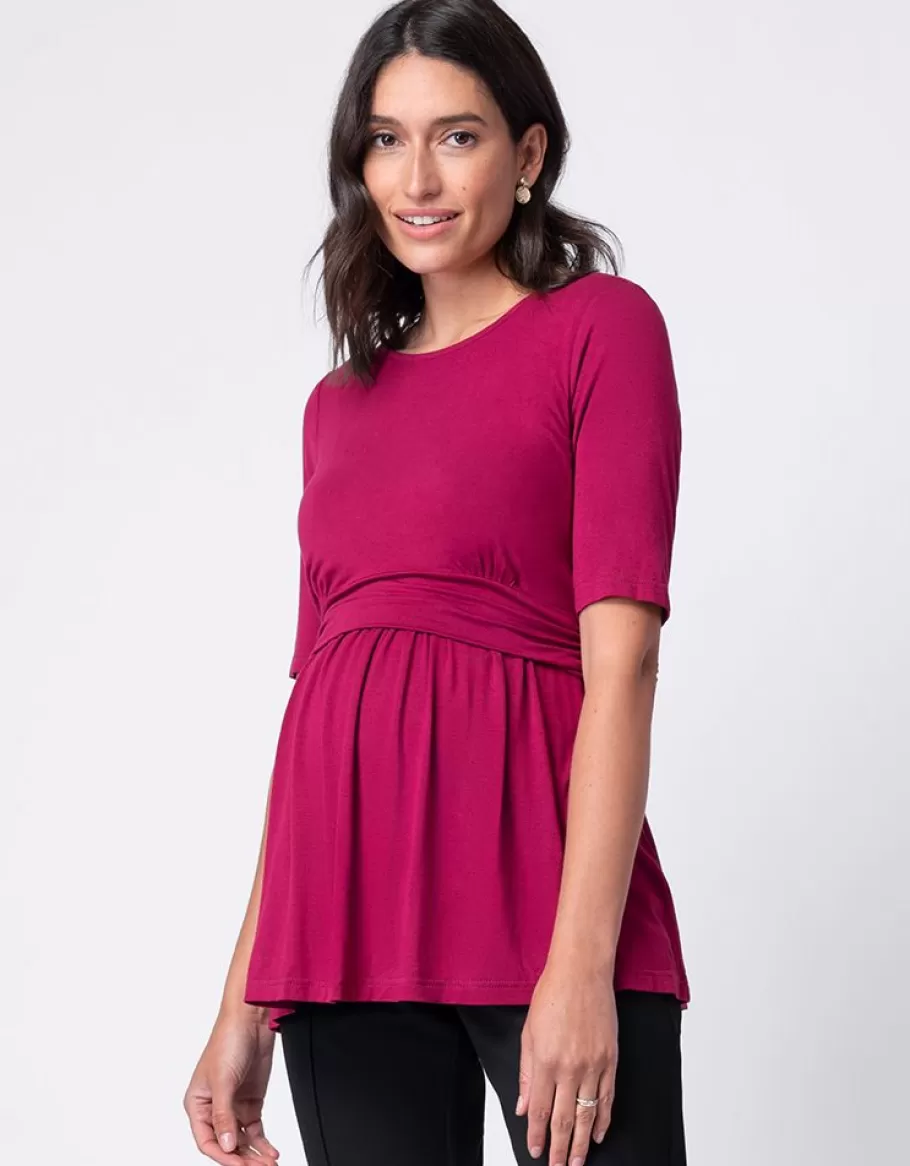 Discount Seraphine Top Ajustado De Manga Corta De Maternidad A Lactancia Rosa Frambuesa